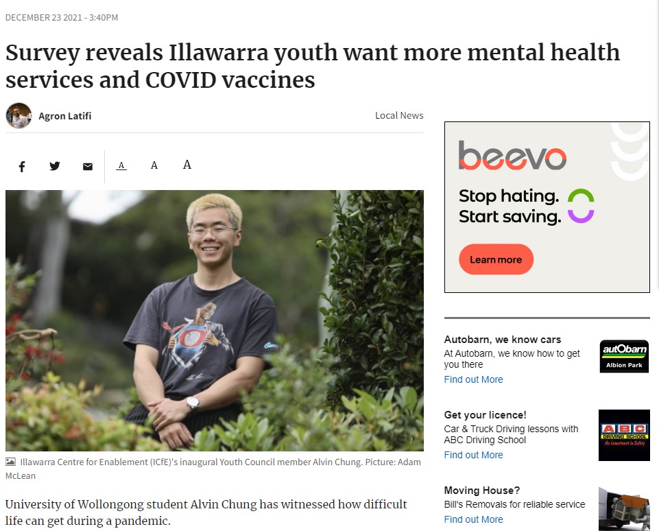 Illawarra Mercury - Youth Council Illawarra Youth Survey Report 2021